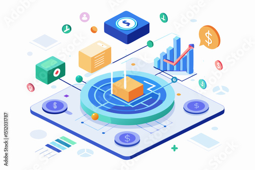 percentage symbols represent credit score growth, mortgage rates, and fintech solutions. Ideal for topics related to personal finance, debt management, home loans, and financial technology.