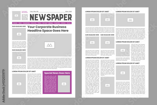 The daily newspaper layout, magazine design, newsletter template, vintage newspaper design template 