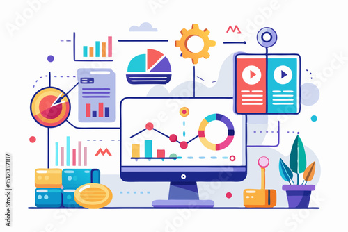 percentage symbols represent credit score growth, mortgage rates, and fintech solutions. Ideal for topics related to personal finance, debt management, home loans, and financial technology.