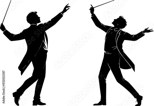 Orchestra Conductor Silhouettes - Music, Leadership & Performance Vector