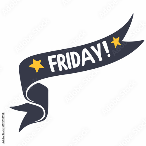 Friday Ribbon Banner – Happy Weekday Vector Illustration