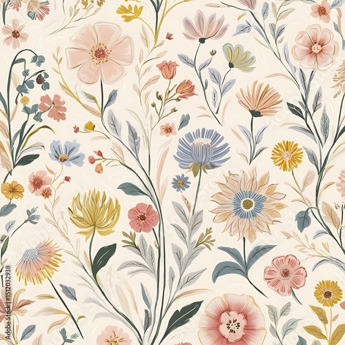 Wallpaper Mural Beautiful Floral Pattern Collection | Vintage, Hand-drawn & Realistic Flower Background Designs for Textiles, Wallpapers & Digital Prints" Torontodigital.ca
