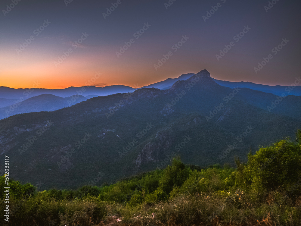 Fototapeta premium wonderful view of Yenice forests at sunset, located in Karabuk, Turkiye.
