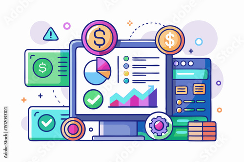 percentage symbols represent credit score growth, mortgage rates, and fintech solutions. Ideal for topics related to personal finance, debt management, home loans, and financial technology.
