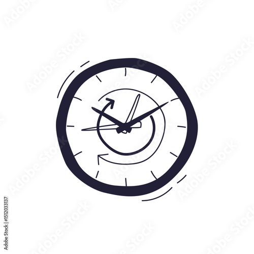 Abstract clock with multiple hands symbolizes complexity and time management.