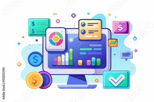 percentage symbols represent credit score growth, mortgage rates, and fintech solutions. Ideal for topics related to personal finance, debt management, home loans, and financial technology.