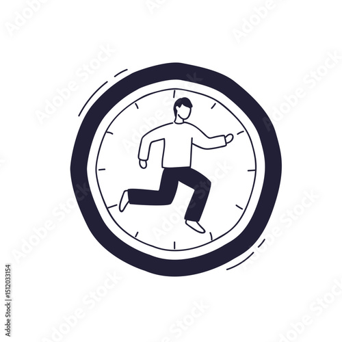 A person running inside a clock symbolizes the race against time.