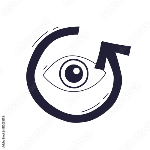 An eye encircled by an arrow symbolizes vision and refresh.
