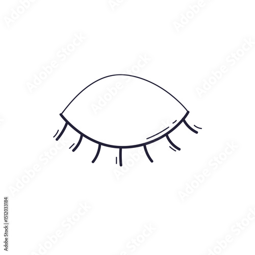 Simple line drawing of a closed eye, symbolizing rest or meditation.