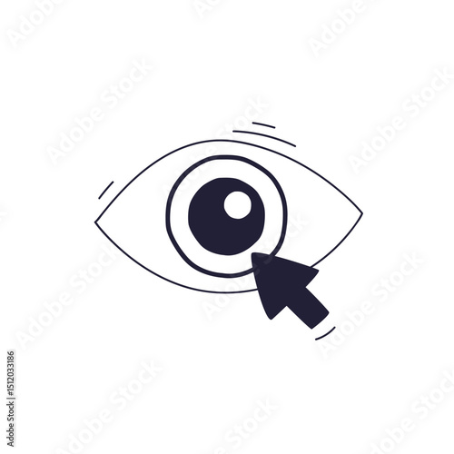 An eye with an arrow pointer symbolizes focus and navigation.