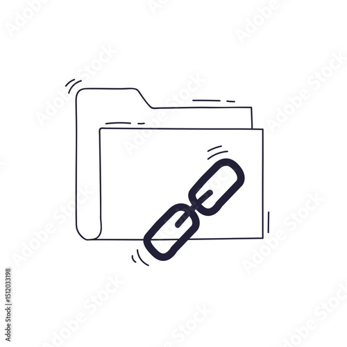 A folder with a chain link symbolizes secure file sharing.