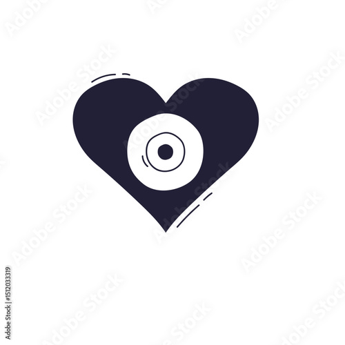 A heart with a dot inside symbolizes focus and love.