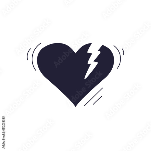 A heart with a lightning bolt symbolizes emotional turmoil or a sudden change.