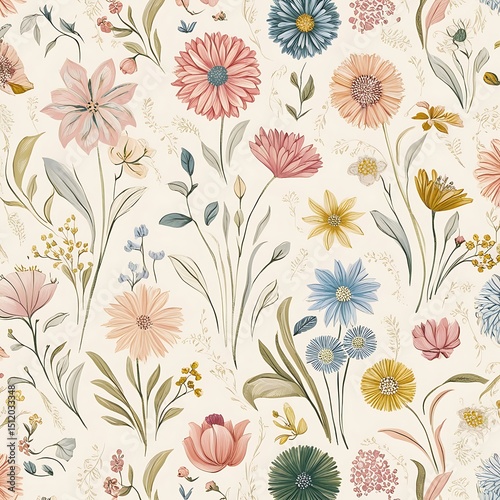 Wallpaper Mural Beautiful Floral Pattern Collection | Vintage, Hand-drawn & Realistic Flower Background Designs for Textiles, Wallpapers & Digital Prints" Torontodigital.ca
