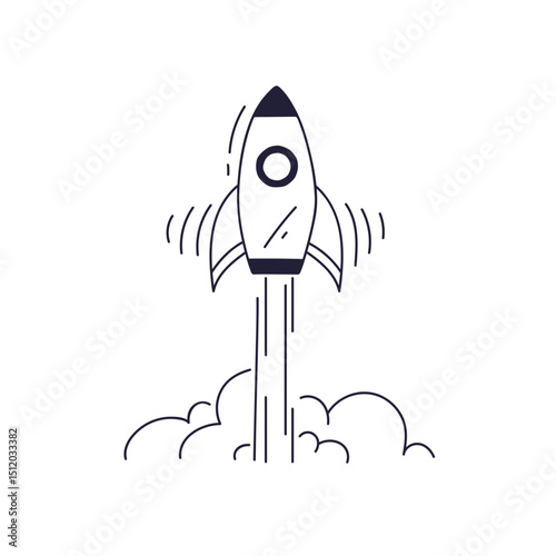 A simple rocket illustration symbolizes innovation and new beginnings.