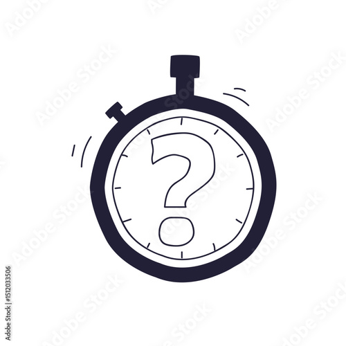 A stopwatch with an exclamation mark symbolizes urgency and time-sensitive decisions.