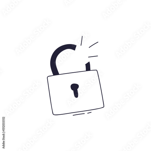 Illustration of an unlocked padlock symbolizing security and freedom.