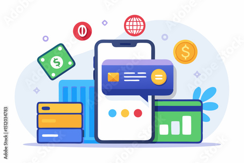 A close-up image of a person using a calculator while holding a credit card, symbolizing financial management, rising interest rates, and digital banking. Futuristic graphics including upward arrows, 
