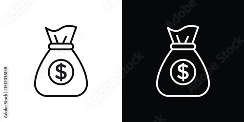 Money bag icon. Simple element illustration. outline and flat symbol design
