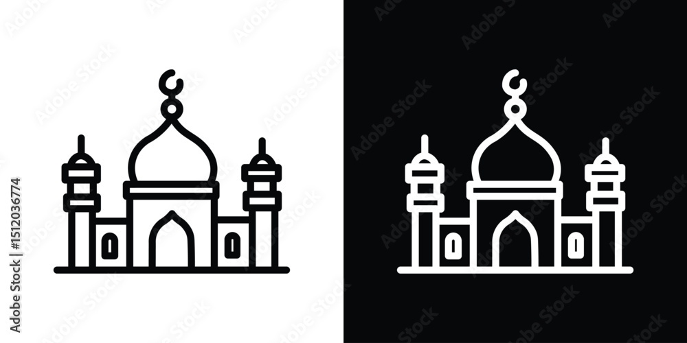 Obraz premium Mosque icon. Simple element illustration. outline and flat symbol design