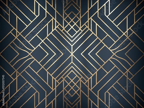 Art deco style gold pattern with symmetrical shapes