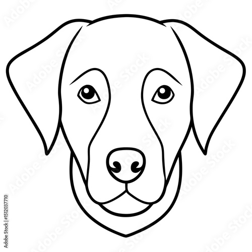 Realistic Dog Face Outline