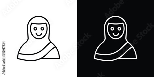 Muslim women icon. Simple element illustration. outline and flat symbol design