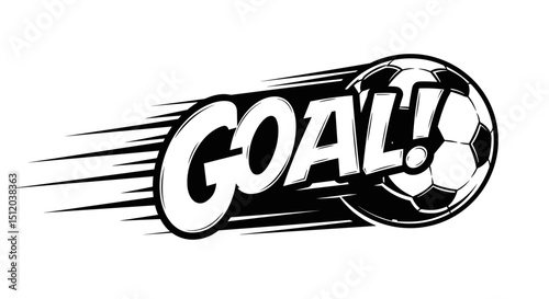 Vector illustration of a soccer ball with the word "GOAL!" in bold dynamic lettering