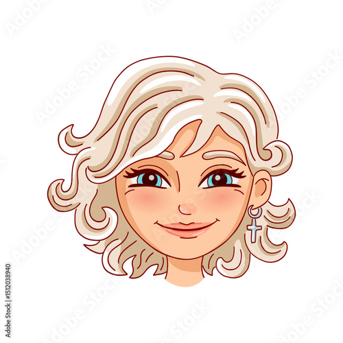 Smiling female face. Avatar. Vector illustration.
