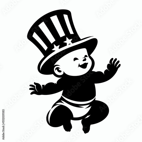 baby. 4th of July Independence Day American Flag Patriotism Usa America Clipart Vector Illustration. Infant wellbeing nurturing childhood tender care newborn development early growth.