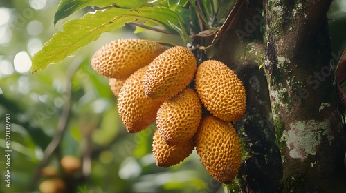 Snake fruit tree with a bunch of growing mature Snake fruit