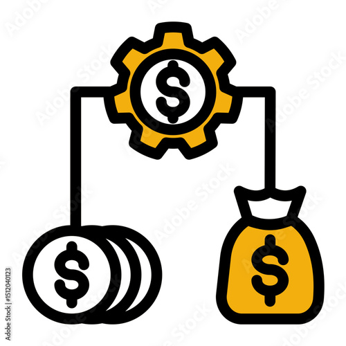 Financial Management Icon - Banking & Economy Control (Color Lineal Style)