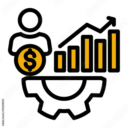 Personal Growth Icon - Self Improvement & Performance (Color Lineal Style)