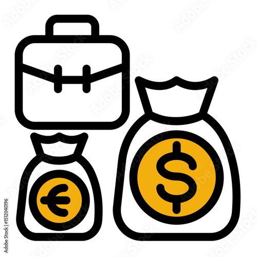 Wealth Money Bag Icon - Cash & Financial Savings (Color Lineal Style)