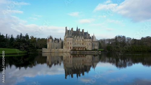 Wallpaper Mural Drone is flying over the river water around beautiful castle on the shore, 4k Torontodigital.ca
