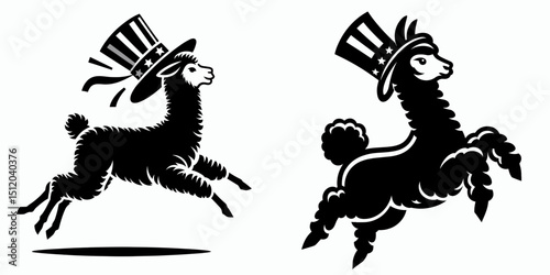 Alpaca1. 4th of July Independence Day American Flag Patriotism Usa America Clipart Vector Illustration. Domesticated llama kin a south mammal with luxurious fiber.