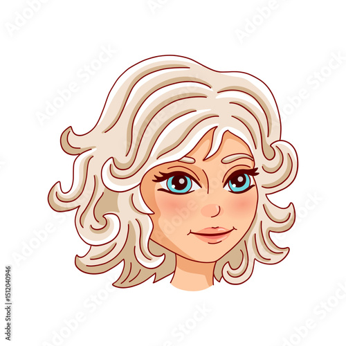 Pretty female face. Avatar. Vector illustration.	
