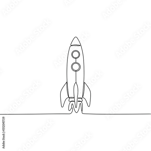 Minimalist line drawing of a rocket launching symbolizing achievement