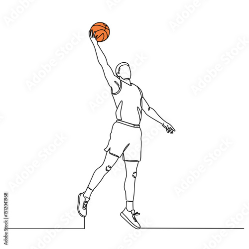 Basketball player jumping with a ball in a dynamic pose  