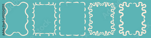 A diverse set with wavy frames , scalloped, and decorative elements. Hand-drawn  vector borders with a whimsical elements.