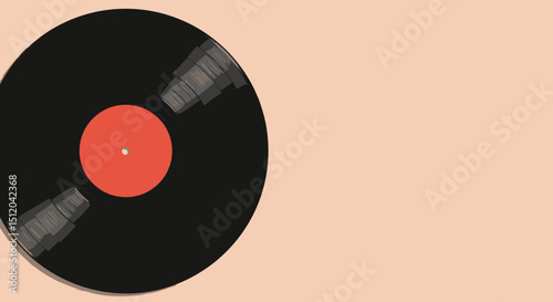 Vinyl record on a pastel background 