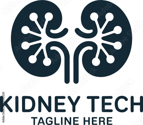 Modern Kidney Technology Logo Design Concept for Medical or Healthcare Company with Clean Lines and Minimalist Style