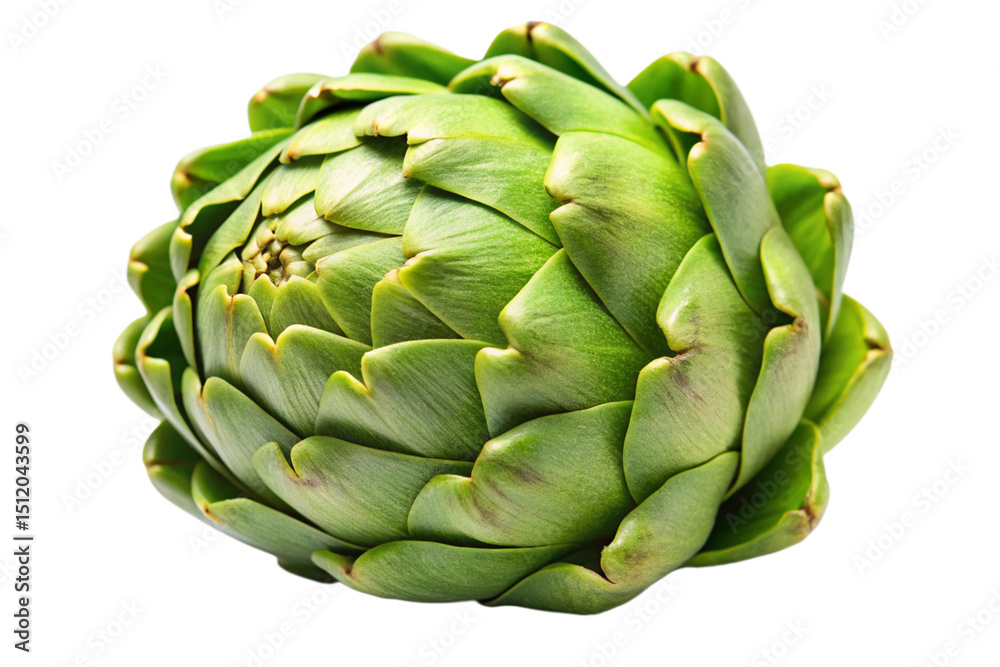 Fototapeta premium Whole Green Artichoke on White Transparent Background