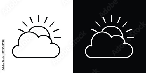 Partially cloudy icon. Simple element illustration. outline and flat symbol design
