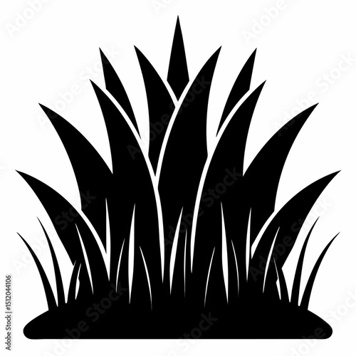 Black silhouette icon of grass blades