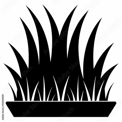 Black silhouette icon of grass blades
