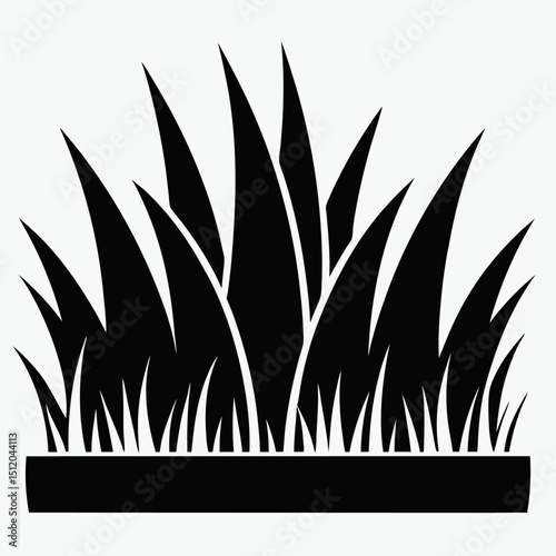 Black silhouette icon of grass blades
