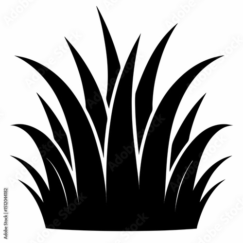 Black silhouette icon of grass blades for nature designs