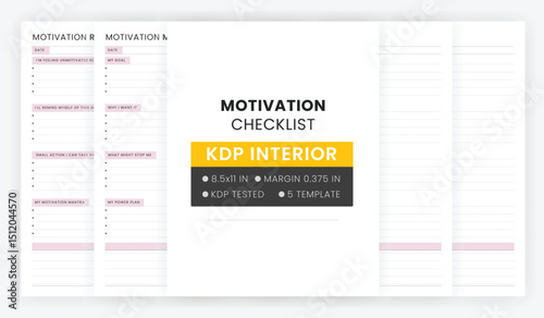 Daily Motivation Checklist Notebook Template Vector File Printable, Motivation Worksheet for Students
