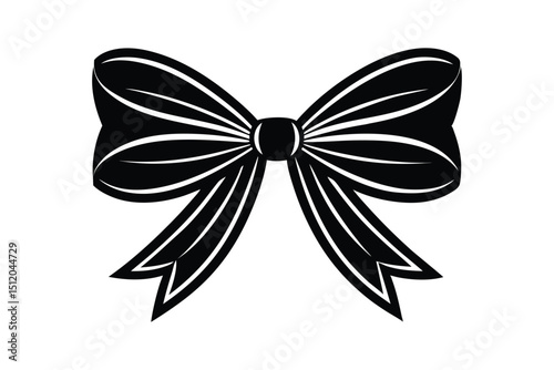Ribbon Bow Silhouette with White Background

